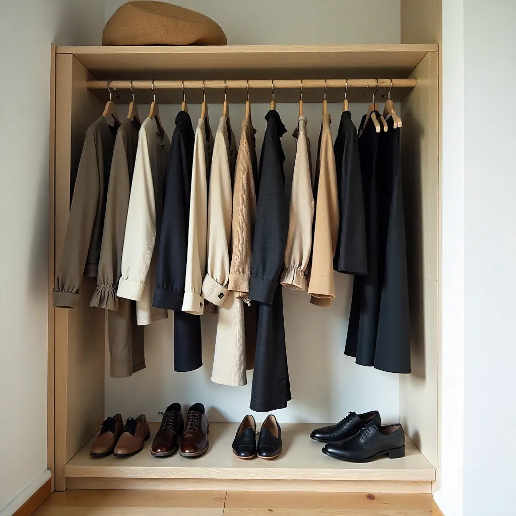 Seasonal clothing rotation display with organized sections