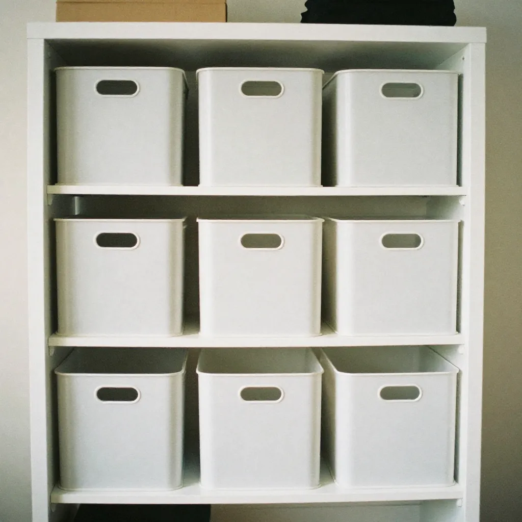 Minimalist closet design with clean lines and organized structure